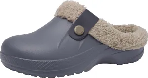 ChayChax Women and Men Fur Lined Clogs Memory Foam Warm Fuzzy Slippers Winter Waterproof Indoor Outdoor Slipper