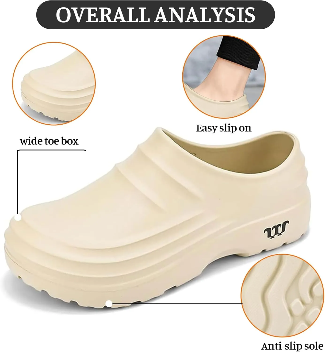 Chef Shoes for Men Women,Oil Resistant Waterproof Arch Support Clogs,Lightweight Breathable Kitchen Shoes Wide Toe Box Beach Slippers,Quick Dry Slip-on Garden Clogs with Removable Cushion Footbed
