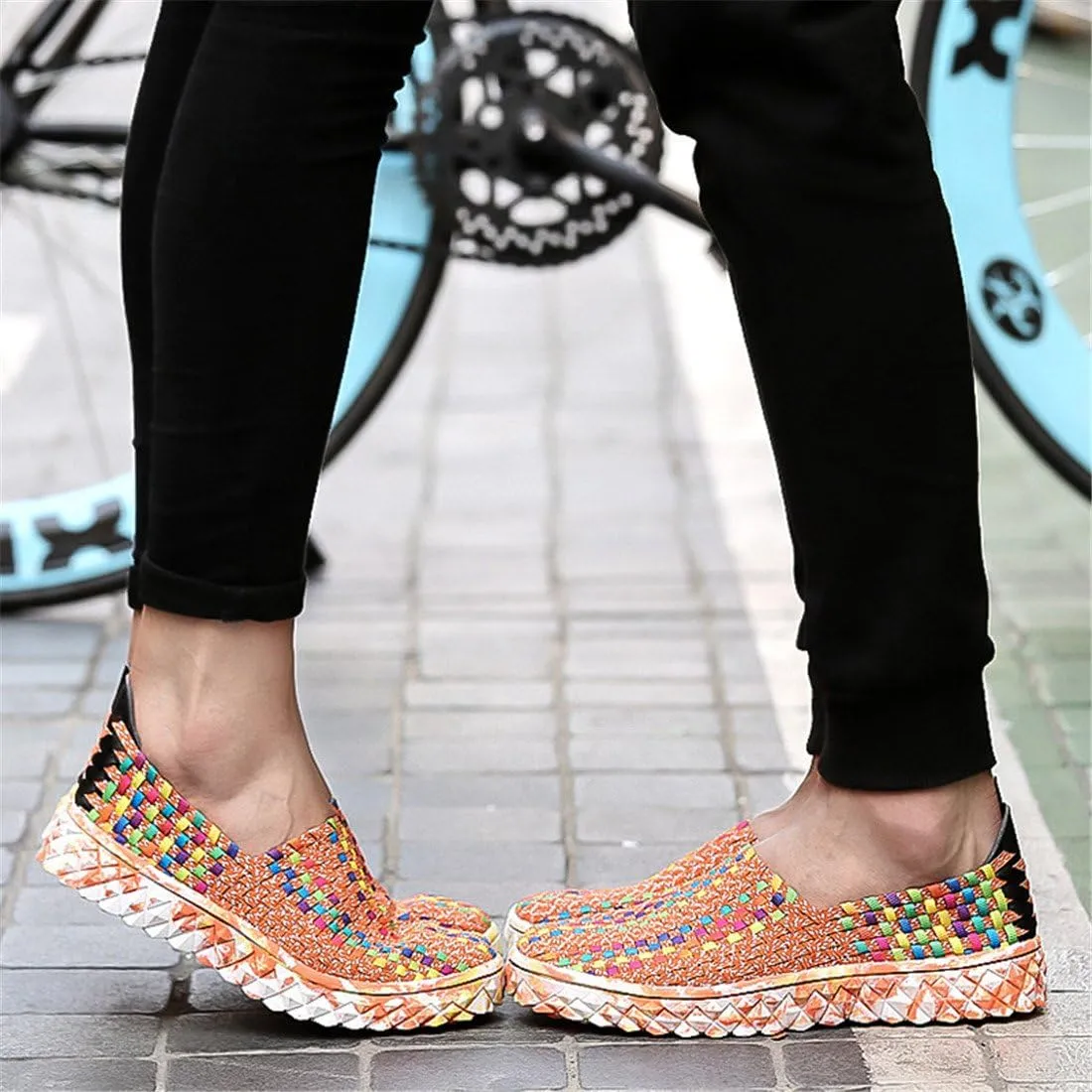 ChicWind Unisex Ultra Lightweight Woven Fashion Sneakers Casual Slip On Walking Shoes