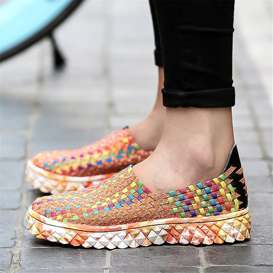 ChicWind Unisex Ultra Lightweight Woven Fashion Sneakers Casual Slip On Walking Shoes