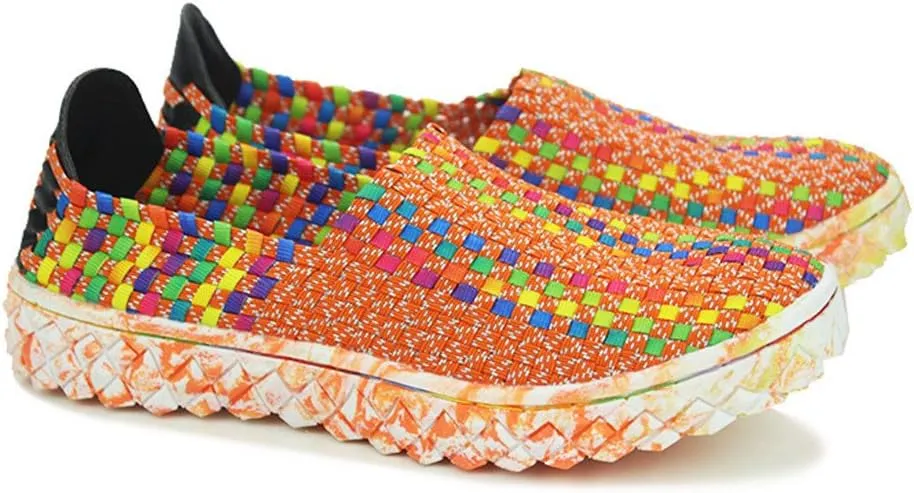 ChicWind Unisex Ultra Lightweight Woven Fashion Sneakers Casual Slip On Walking Shoes