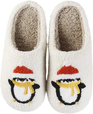 Christmas Slippers for Women Men Cute Cartoon Winter Plush Furry Funny Slippers Comfy Warm House Shoes
