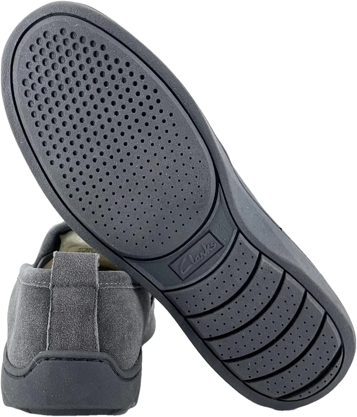 Clarks Mens Suede Leather Twin Gore Slipper SH20680 - Plush Faux Fur Lining Indoor Outdoor House Slippers For Men M US