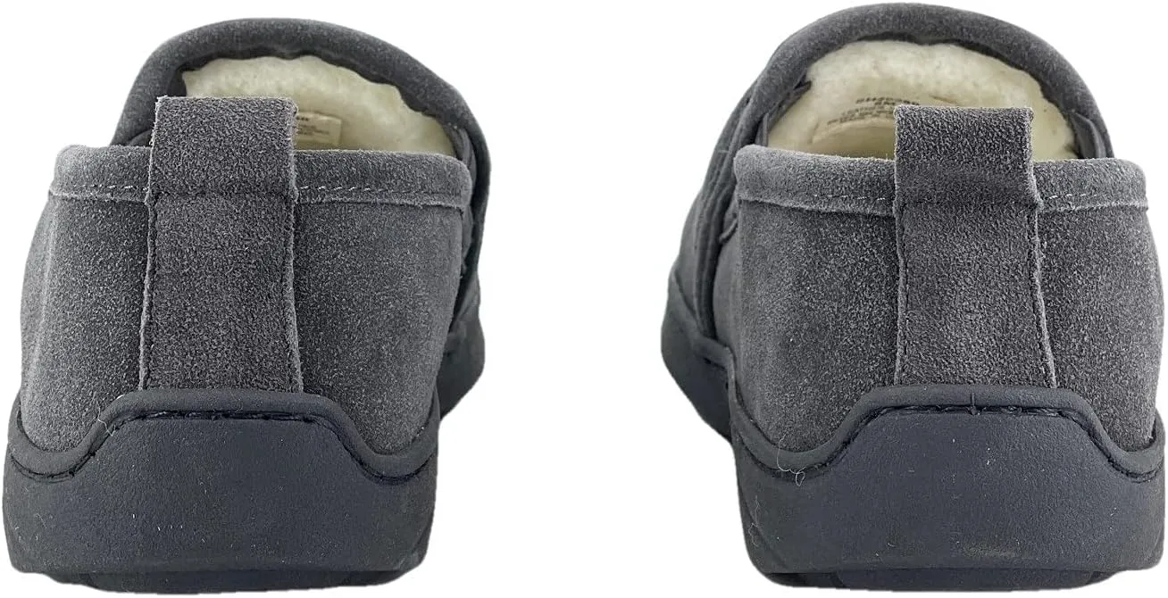 Clarks Mens Suede Leather Twin Gore Slipper SH20680 - Plush Faux Fur Lining Indoor Outdoor House Slippers For Men M US