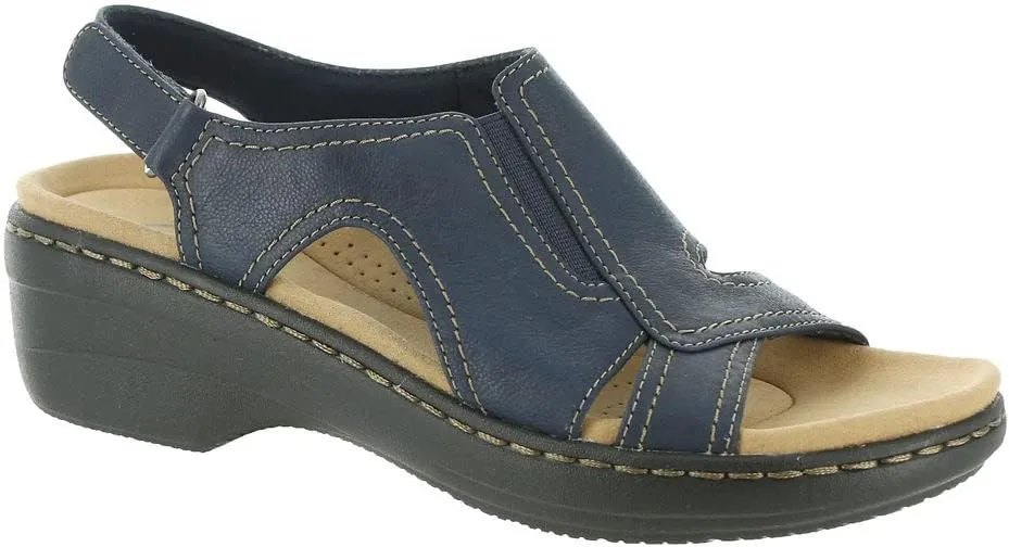 Clarks Merliah Style Heeled Sandal, Navy Leather, 8.5 Medium