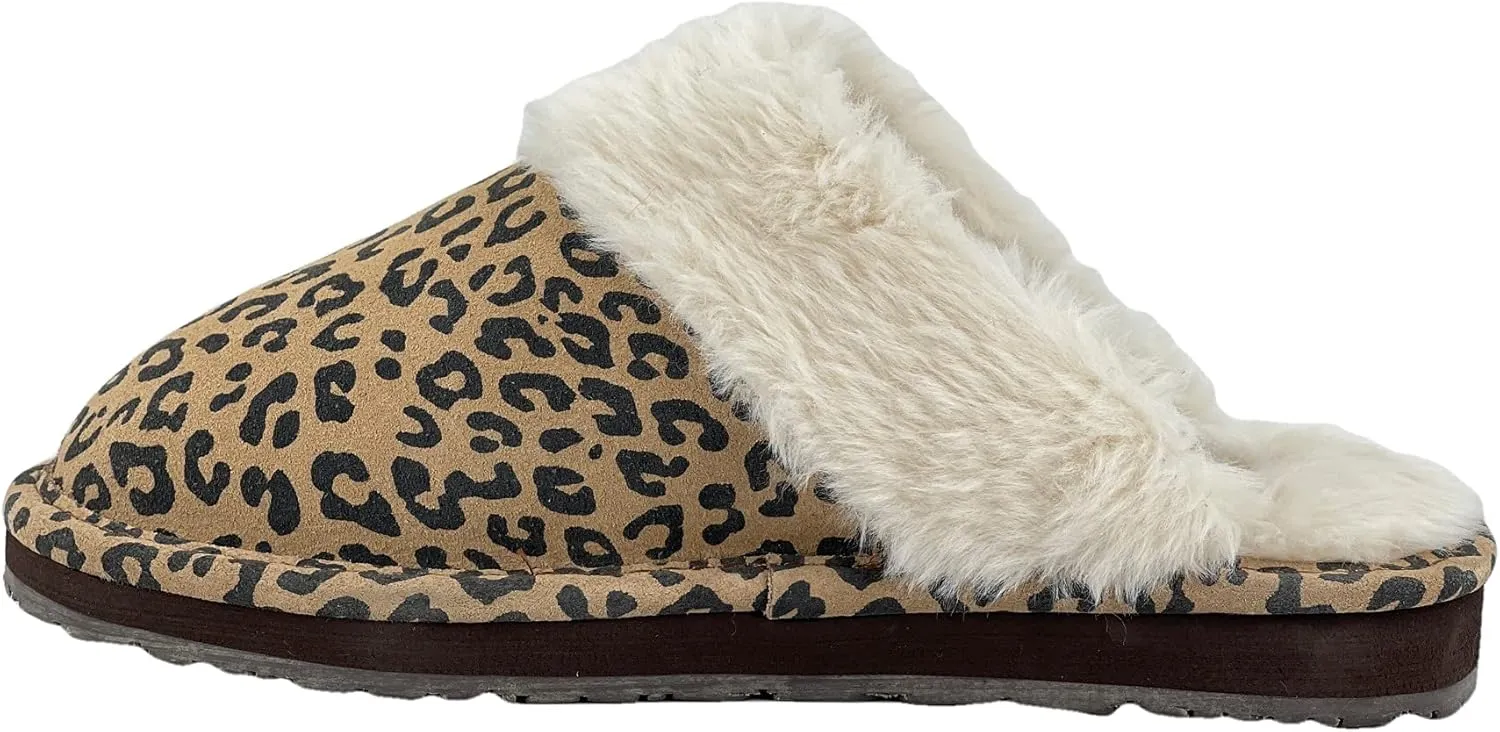 Clarks Womens Open Back Suede Leather Comfort Clog Slipper JMS0583C - Plush Faux Fur Trim - Indoor Outdoor House Slippers For Women