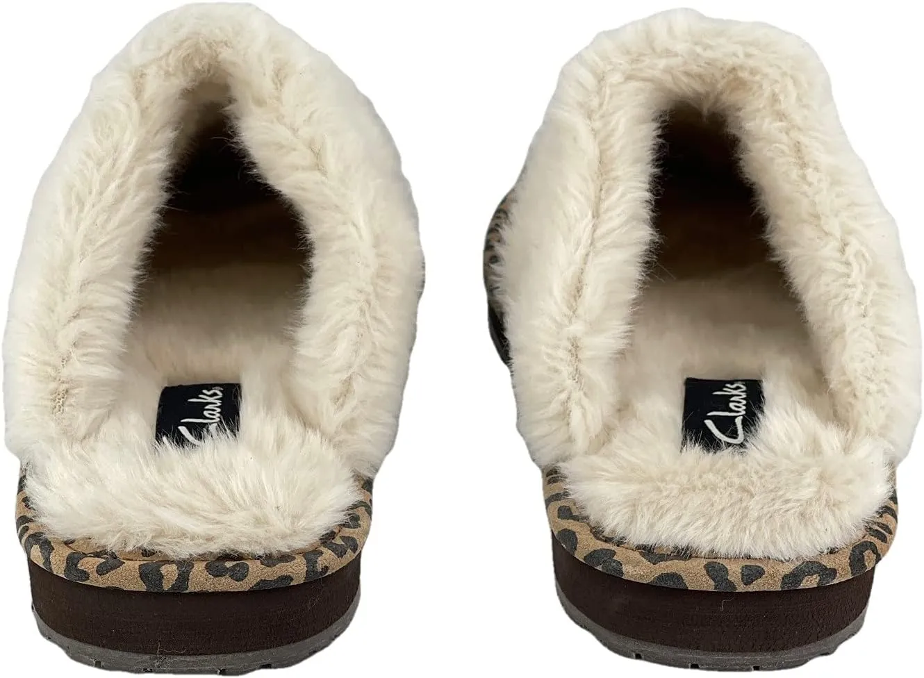 Clarks Womens Open Back Suede Leather Comfort Clog Slipper JMS0583C - Plush Faux Fur Trim - Indoor Outdoor House Slippers For Women