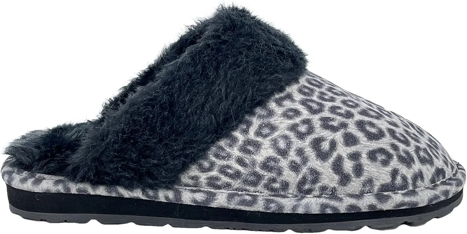 Clarks Womens Open Back Suede Leather Comfort Clog Slipper JMS0583C - Plush Faux Fur Trim - Indoor Outdoor House Slippers For Women