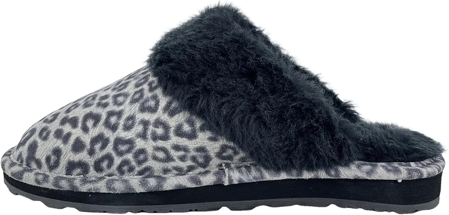 Clarks Womens Open Back Suede Leather Comfort Clog Slipper JMS0583C - Plush Faux Fur Trim - Indoor Outdoor House Slippers For Women