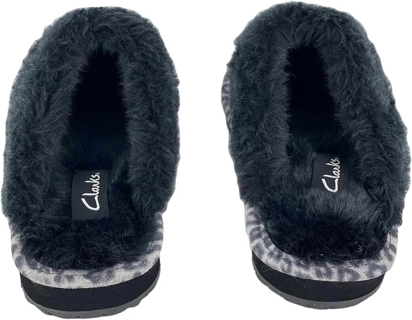 Clarks Womens Open Back Suede Leather Comfort Clog Slipper JMS0583C - Plush Faux Fur Trim - Indoor Outdoor House Slippers For Women