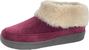 Clarks Womens Slipper Suede Ankle Bootie JMH1883 -Plush Faux Fur Collar and Lining - Indoor Outdoor House Slippers For Women (8 M US, Burgundy)