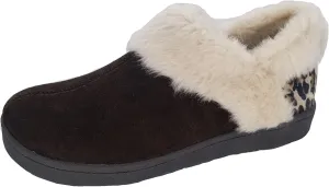 Clarks Womens Suede Leather Ankle Bootie Slipper JMH2034 - Plush Faux Fur Lined - Indoor Outdoor House Slippers For Women