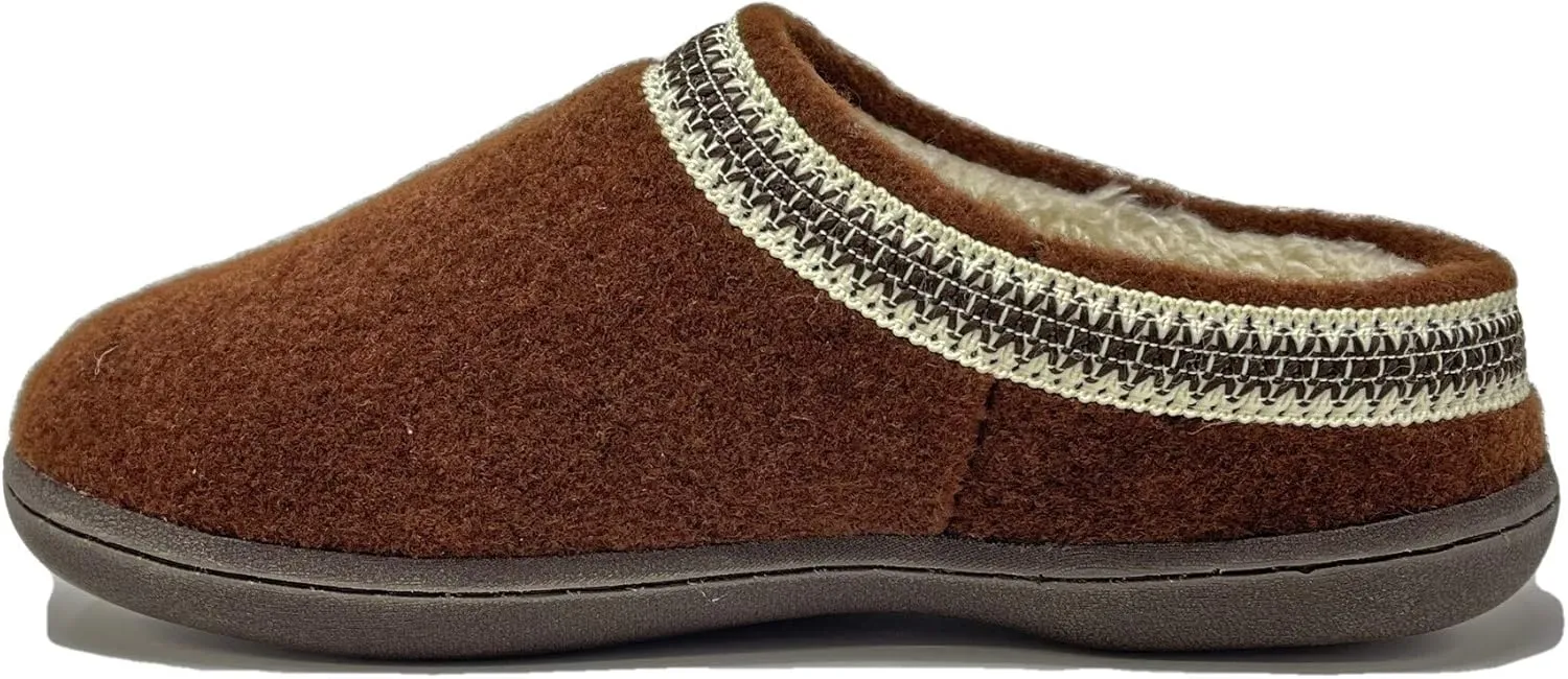 Clarks Womens Wool Felt Clog Slippers JMH1319T - Warm Cozy Plush Faux Fur Lined - Indoor Outdoor House Slipper for Women
