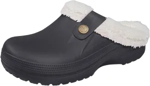 Clog Slippers for Women and Men Fur Lined Clogs Memory Foam Warm Fuzzy Slippers Winter Waterproof Indoor Outdoor Slipper