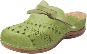 Clogs for Women 2025 Summer Comfortable Wedge Sandals Breathable Hollow Out Closed Toe Slip On Slippers Beach Arch Support Outdoor Slippers Round Platform Shoes
