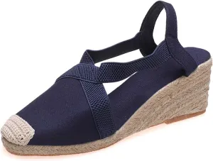 Closed Toe Sandals for Women Platform Espadrille Wedge Sandals Arch Support Orthotic Platform Mules with Ankle Strap Backless Walking Sneakers Casual Summer Dressy Sandal