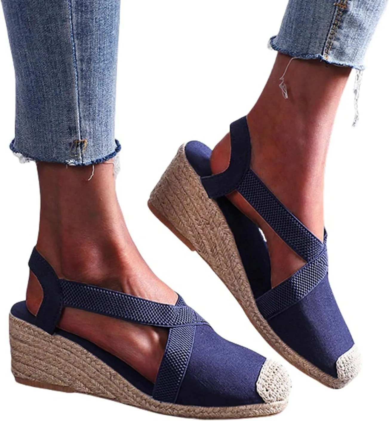 Closed Toe Sandals for Women Platform Espadrille Wedge Sandals Arch Support Orthotic Platform Mules with Ankle Strap Backless Walking Sneakers Casual Summer Dressy Sandal