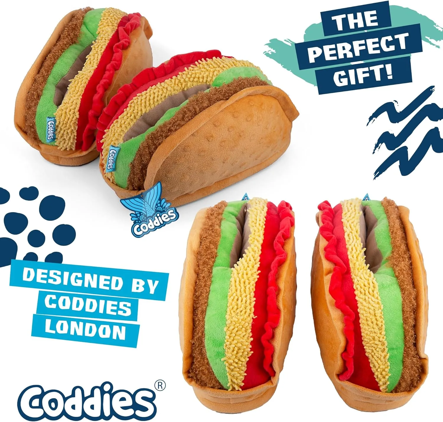 Coddies Taco Slippers | Unisex Funny Slippers, Novelty Comfortable Pantuflas, Gag Gift | Men, Women & Kids