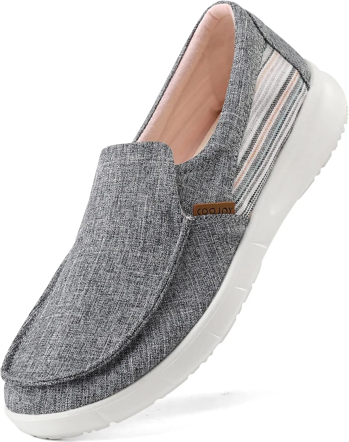 COOJOY Women's Casual Lightweight Stretch Boat Canvas Slip on Shoes Breathable
