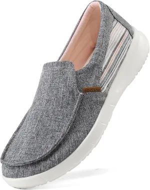 COOJOY Women's Casual Lightweight Stretch Boat Canvas Slip on Shoes Breathable