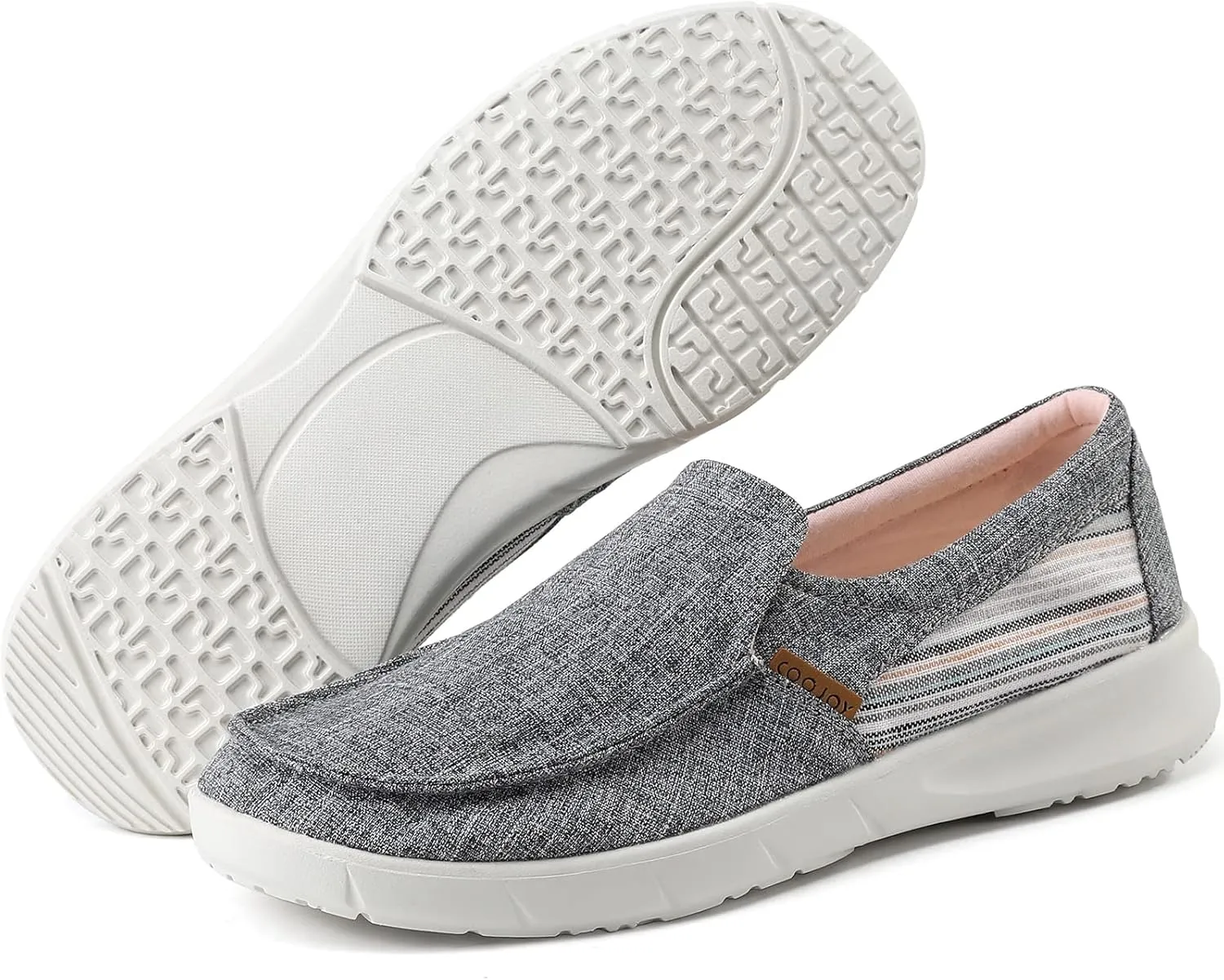 COOJOY Women's Casual Lightweight Stretch Boat Canvas Slip on Shoes Breathable