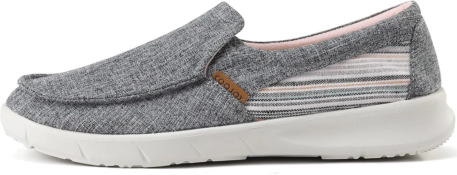 COOJOY Women's Casual Lightweight Stretch Boat Canvas Slip on Shoes Breathable