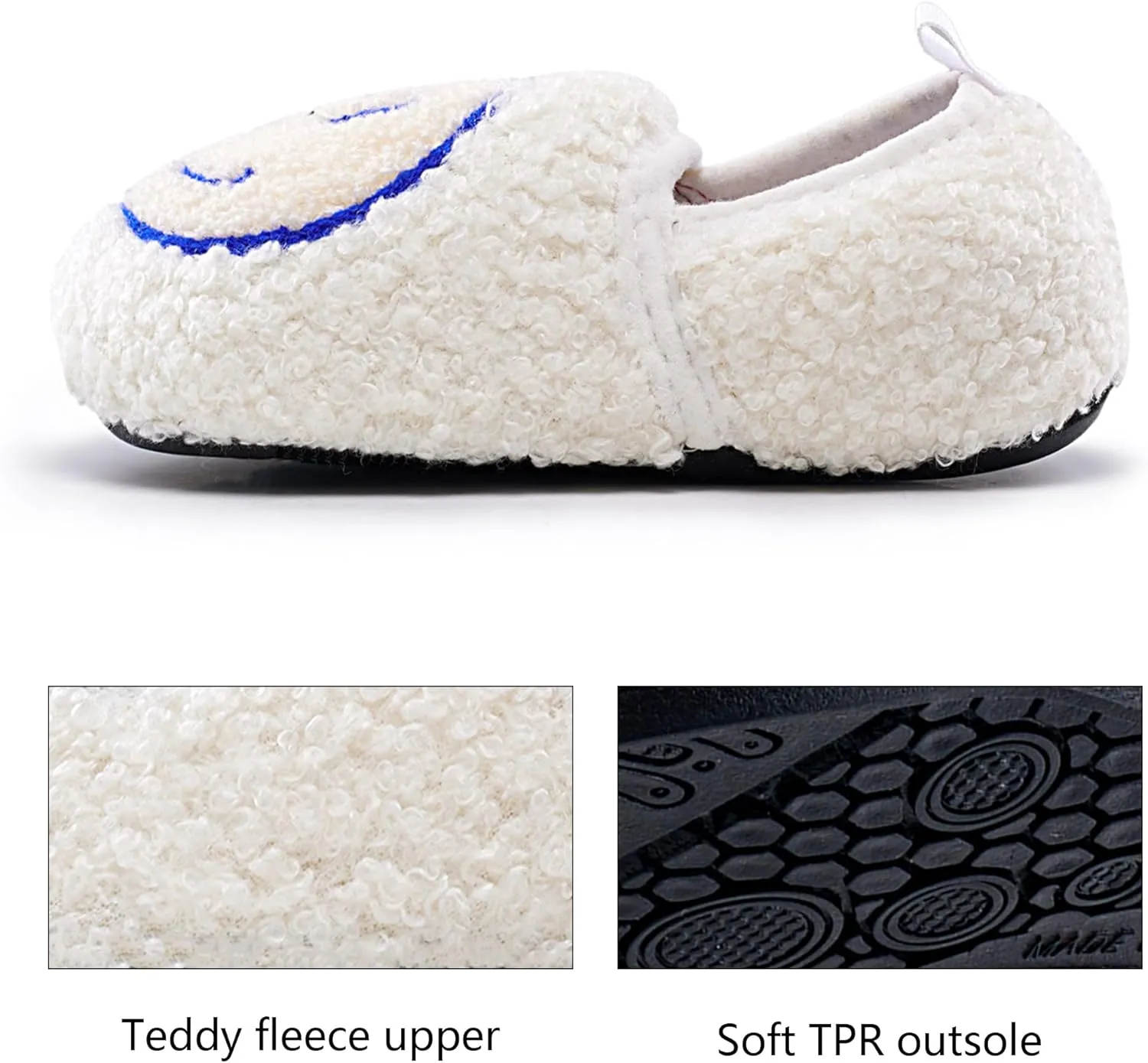 COVS Smile Face Slippers Kids Toddler Slippers for Boys Girls Slippers Toddler House Shoes Non-Slip TPR Soft Sole Kids Slippers Home Socks Shoes