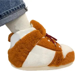 Cozy Unisex Sneaker Slippers - Trendy, Comfy Kicks for Indoors with Non-Slip Soles, Soft Plush & One-Size Fits Most