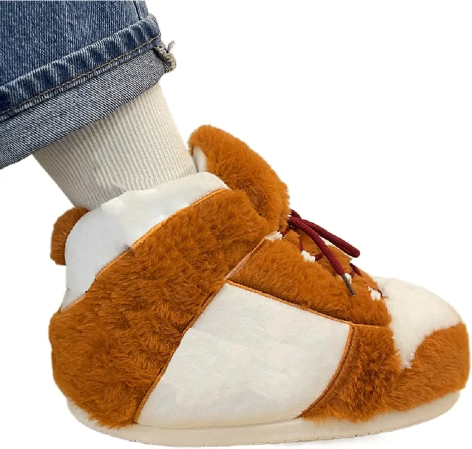 Cozy Unisex Sneaker Slippers - Trendy, Comfy Kicks for Indoors with Non-Slip Soles, Soft Plush & One-Size Fits Most