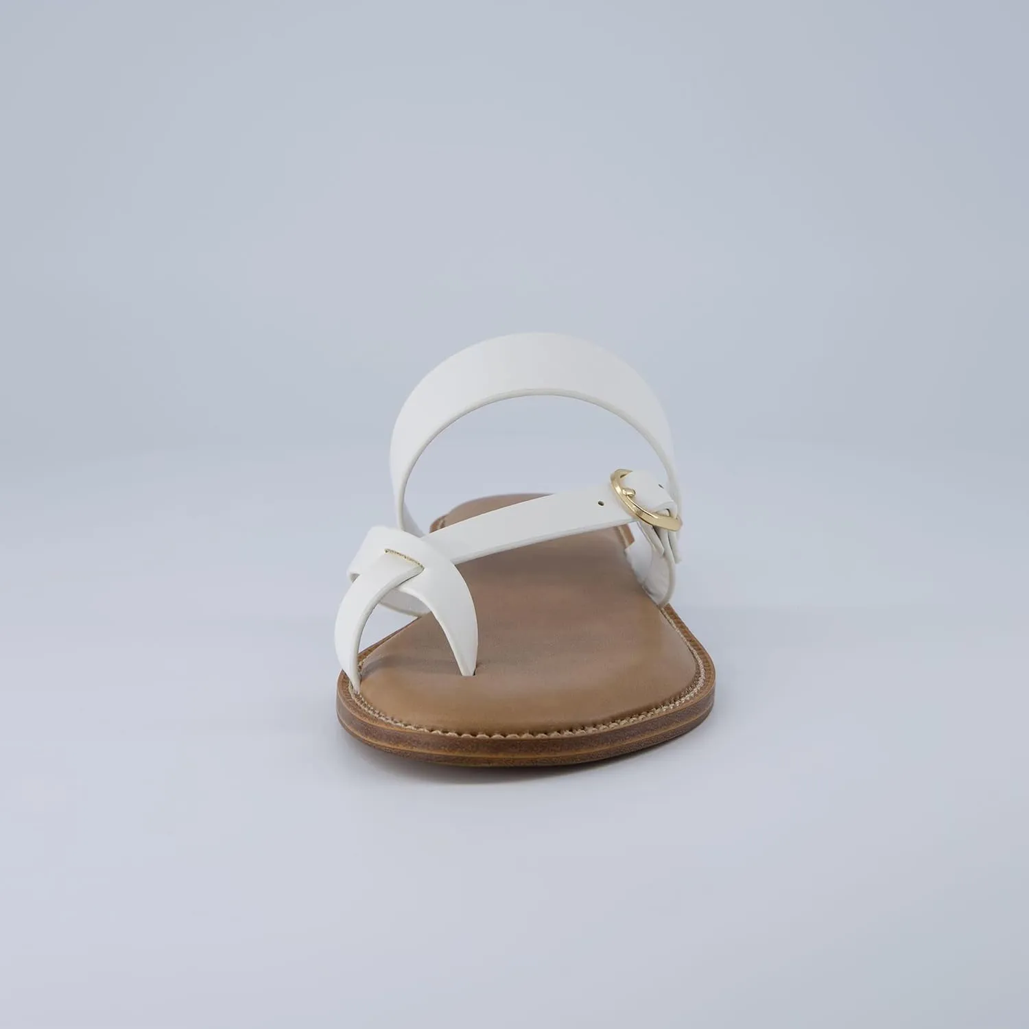 CUSHIONAIRE Laws Women’s Flat Sandal – Faux Leather Slip-On with Toe Loop, Adjustable Buckle & Cushioned Footbed