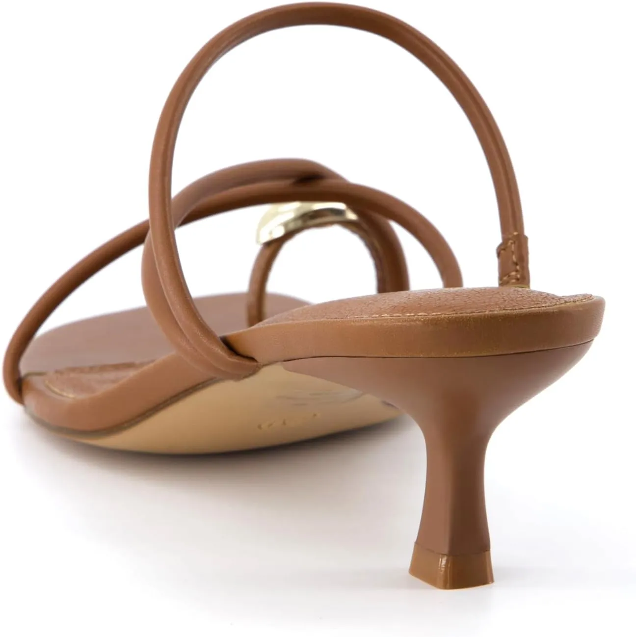 CUSHIONAIRE Maui Women’s Strappy Toe-Ring Slip On Kitten Heel – Vegan Leather Dress Sandal   Memory Foam