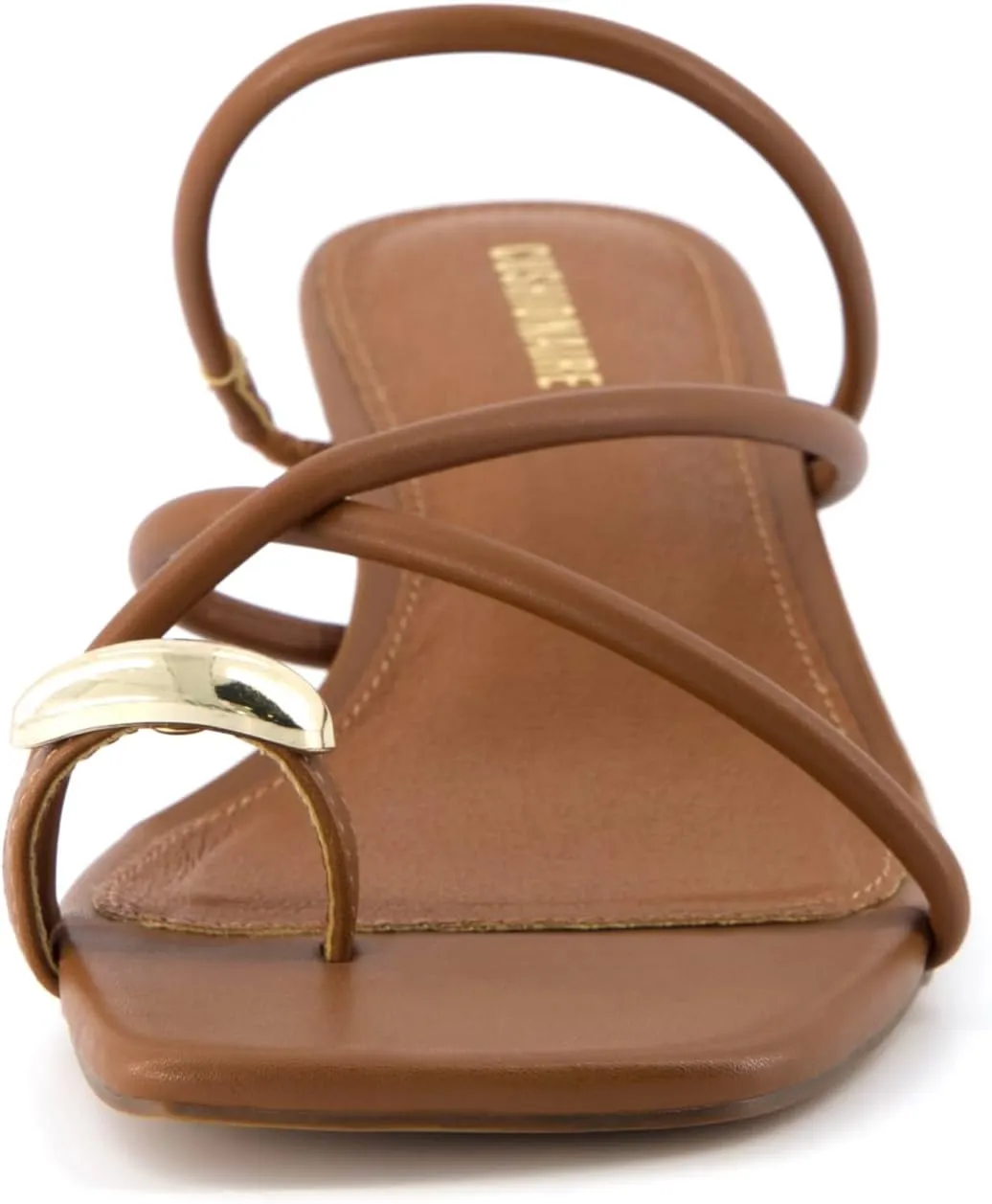CUSHIONAIRE Maui Women’s Strappy Toe-Ring Slip On Kitten Heel – Vegan Leather Dress Sandal   Memory Foam