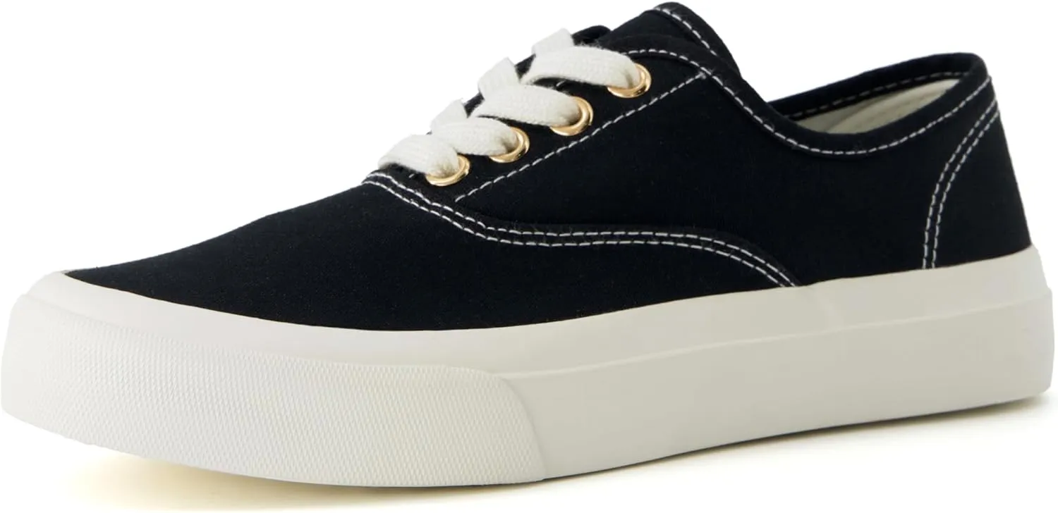 CUSHIONAIRE Women’s Freshman Canvas Lace-Up Sneaker with Memory Foam, Wide Widths Available | Casual Walking Shoes, Lightweight & Comfortable