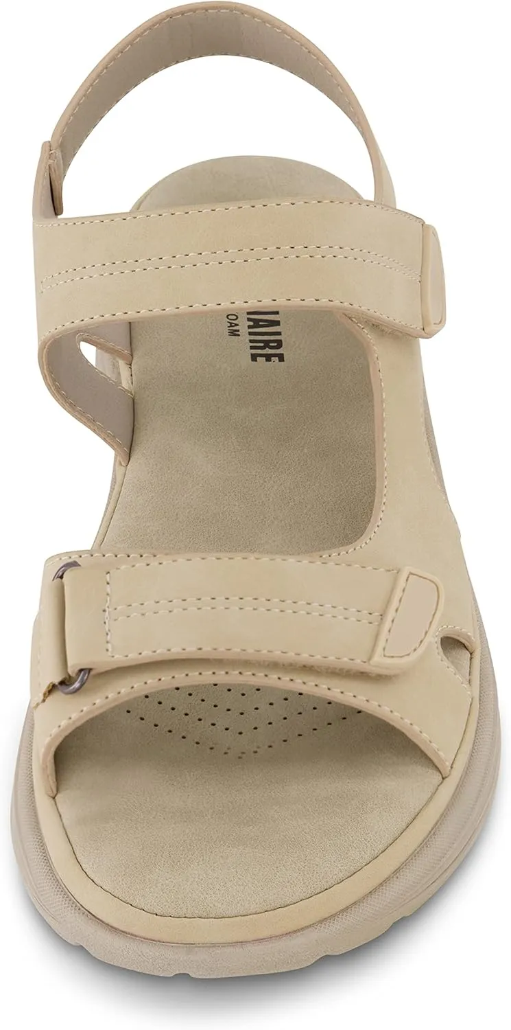 CUSHIONAIRE Women's Magee comfort footbed outdoor sandal with adjustable strap and  Memory Foam, Wide Widths Available