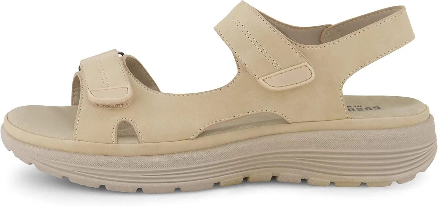 CUSHIONAIRE Women's Magee comfort footbed outdoor sandal with adjustable strap and  Memory Foam, Wide Widths Available