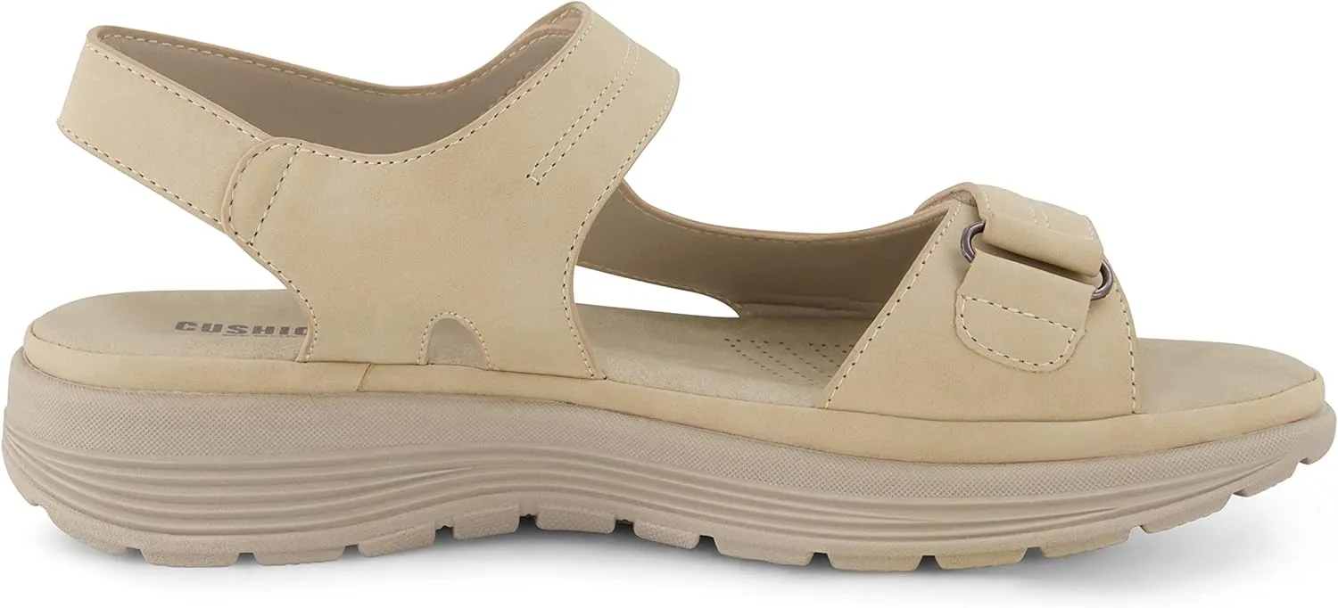 CUSHIONAIRE Women's Magee comfort footbed outdoor sandal with adjustable strap and  Memory Foam, Wide Widths Available