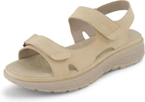 CUSHIONAIRE Women's Magee comfort footbed outdoor sandal with adjustable strap and  Memory Foam, Wide Widths Available