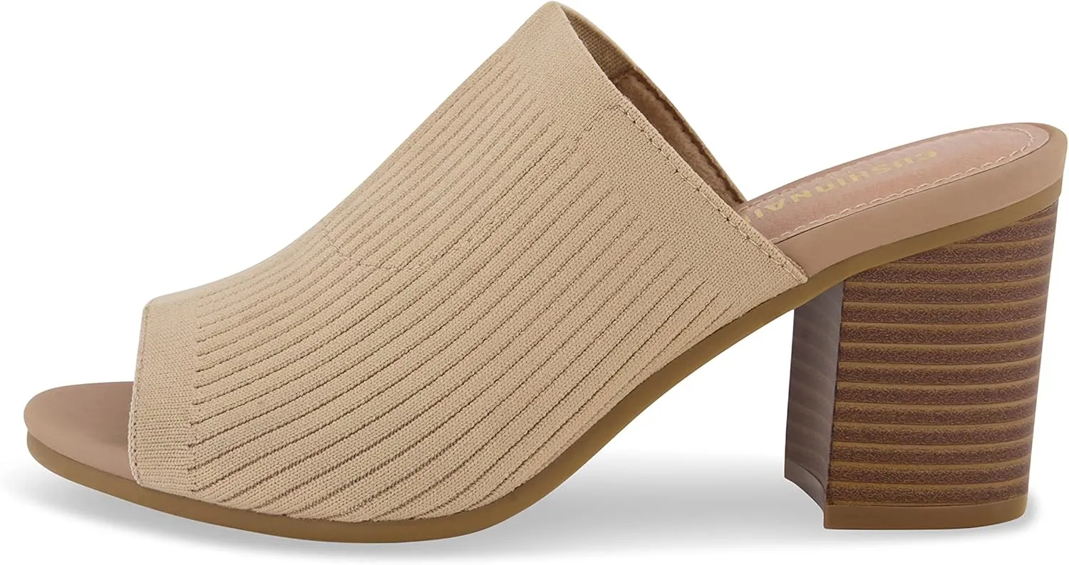 CUSHIONAIRE Women's Nima Knit Heel Sandal  Memory Foam, Wide Widths Available