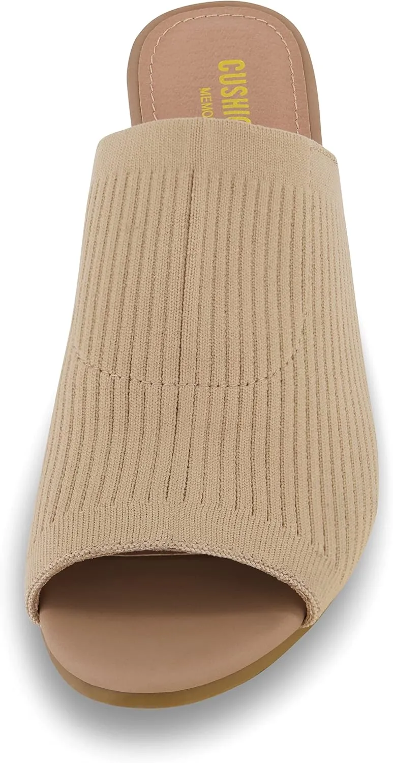CUSHIONAIRE Women's Nima Knit Heel Sandal  Memory Foam, Wide Widths Available