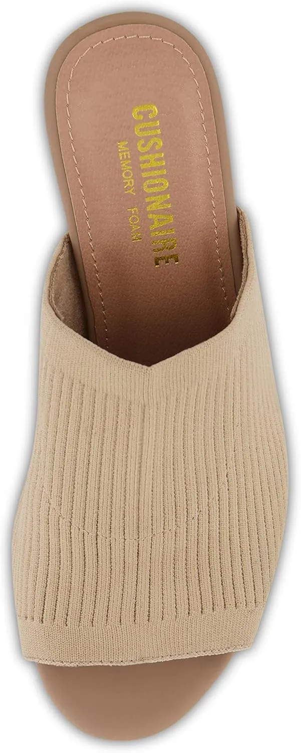 CUSHIONAIRE Women's Nima Knit Heel Sandal  Memory Foam, Wide Widths Available