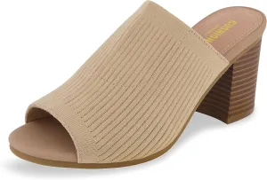 CUSHIONAIRE Women's Nima Knit Heel Sandal  Memory Foam, Wide Widths Available