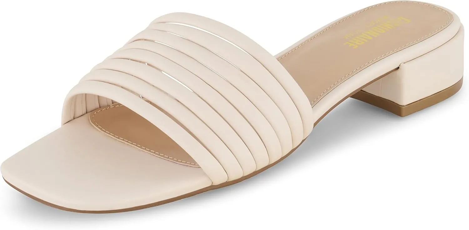 CUSHIONAIRE Women's Nino strappy low block heel slide sandal  Memory Foam and Wide Widths Available