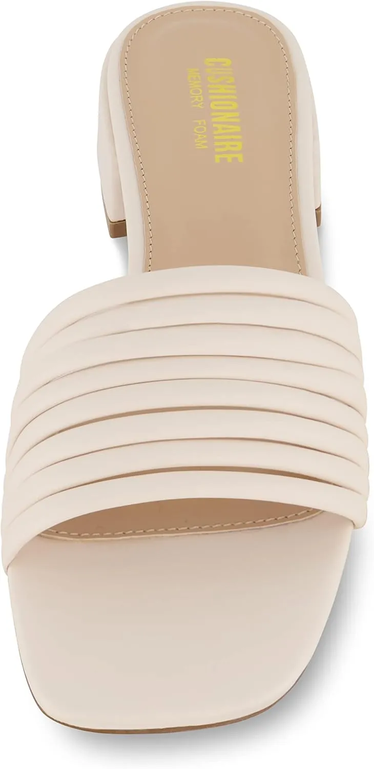 CUSHIONAIRE Women's Nino strappy low block heel slide sandal  Memory Foam and Wide Widths Available