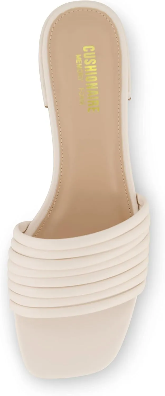 CUSHIONAIRE Women's Nino strappy low block heel slide sandal  Memory Foam and Wide Widths Available