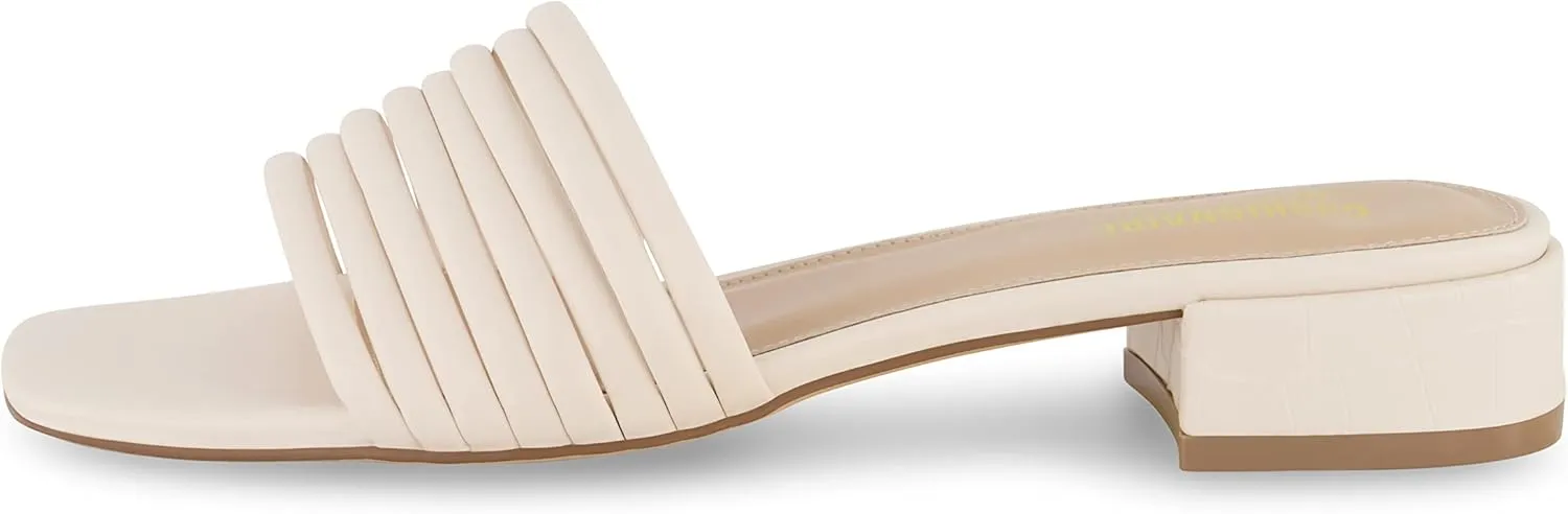 CUSHIONAIRE Women's Nino strappy low block heel slide sandal  Memory Foam and Wide Widths Available