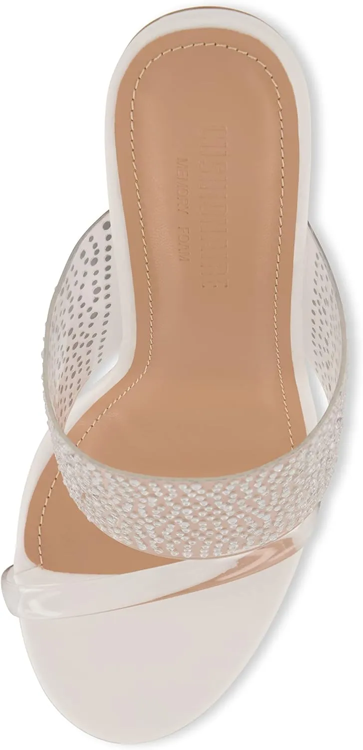 CUSHIONAIRE Women's Nori rhinestone lucite Heel Sandal  Memory Foam