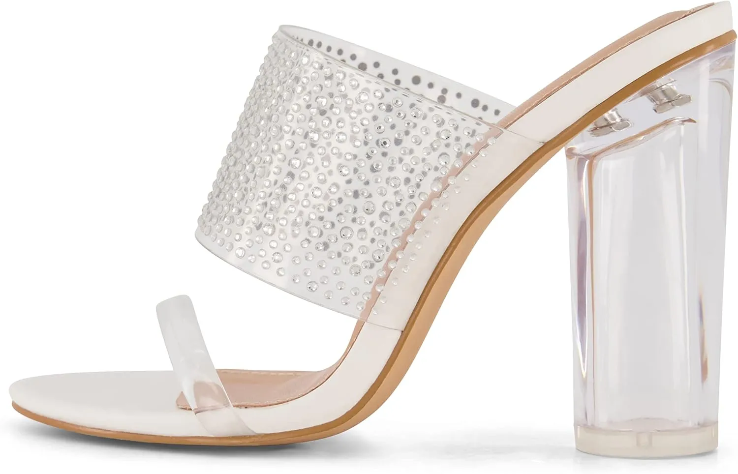 CUSHIONAIRE Women's Nori rhinestone lucite Heel Sandal  Memory Foam