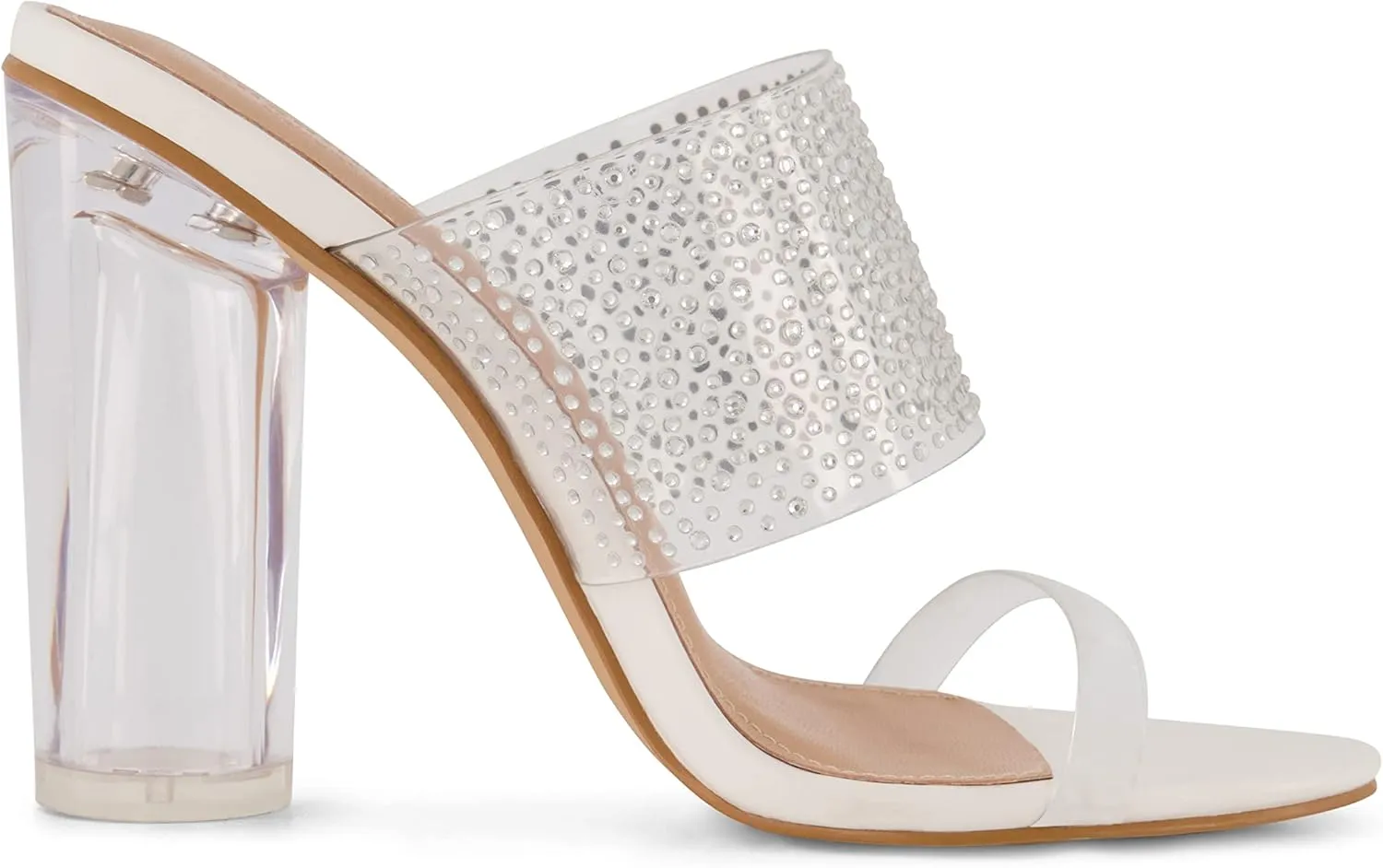 CUSHIONAIRE Women's Nori rhinestone lucite Heel Sandal  Memory Foam