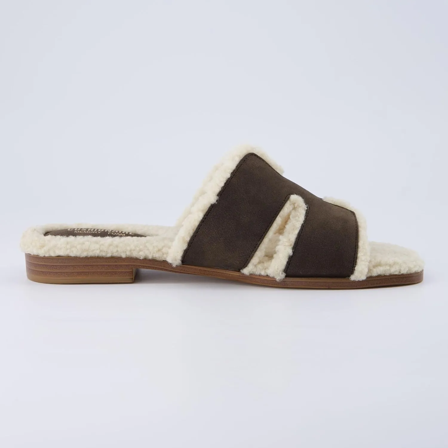 CUSHIONAIRE Women's Voyage Fur Faux Shearling lined slide sandal  Memory Foam, Wide Widths Available
