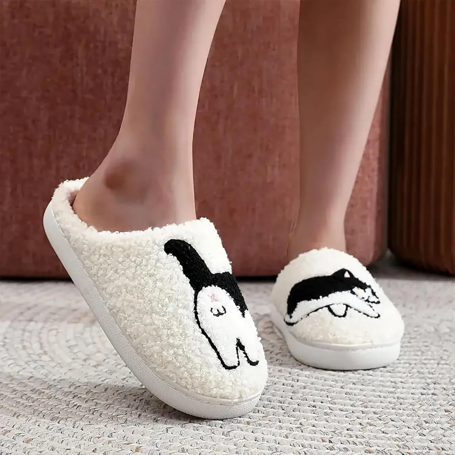 Cute Animal Slippers for Women Man Cartoon Animal Slippers for Woman Fuzzy Memory Foam Winter Warm Fluffy Shoes